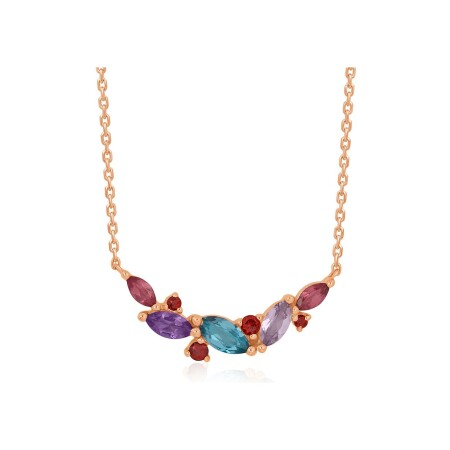 Collier en or rose et pierres de couleurs