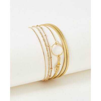 Bracelet FlowersforZoé CLOVER en acier doré et cuir, T2