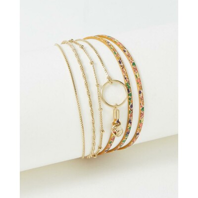 Bracelet FlowersforZoé CLOVER en acier doré et cuir, T1