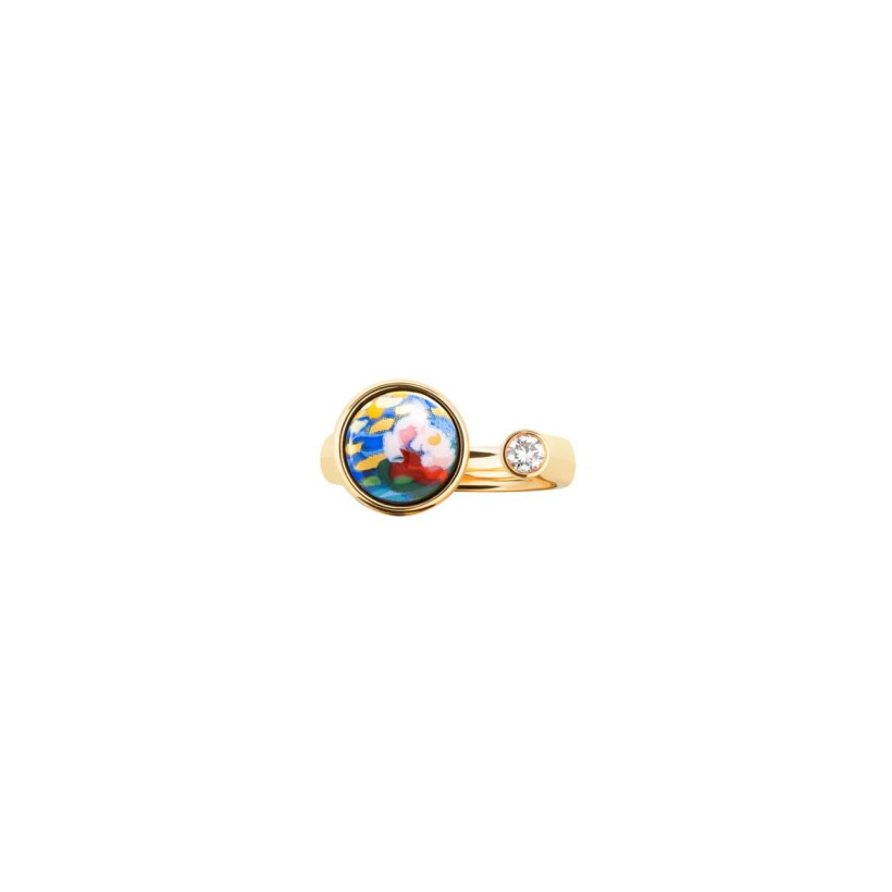 Bague FREYWILLE Victoria Hommage à Claude Monet Orangerie en or jaune et émail