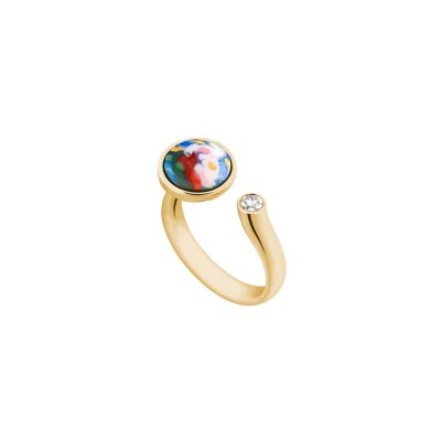 Bague FREYWILLE Victoria Hommage à Claude Monet Orangerie en or jaune et émail