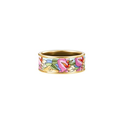 Bague FREYWILLE Hommage à Claude Monet L'Iris rosé en plaqué or et email