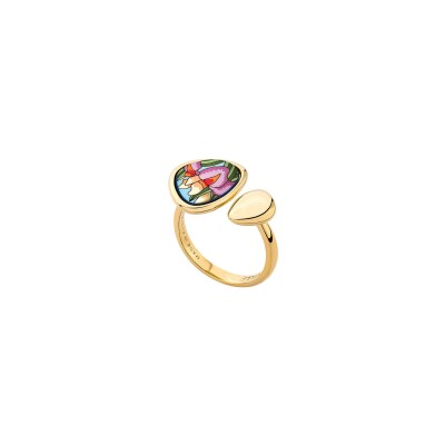 Bague FREYWILLE Hommage à Claude Monet L'Iris rosé en plaqué or et email