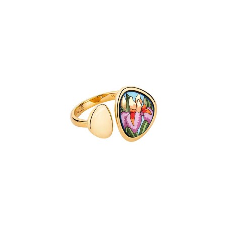 Bague FREYWILLE Hommage à Claude Monet L'Iris rosé en plaqué or et email