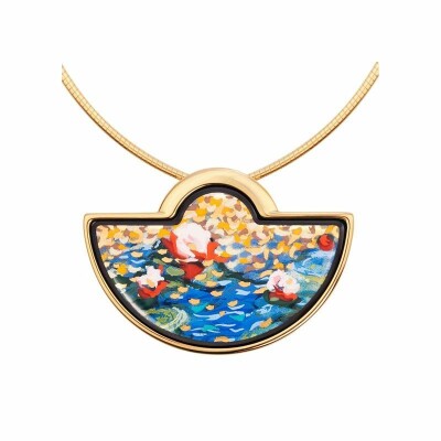 Pendentif FREYWILLE Hommage à Claude Monet Half-Moon en email plaqué or jaune