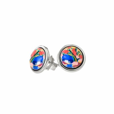 Boucles d'oreilles FREYWILLE Hommage à Claude Monet Cabochon en email plaqué rhodium-palladium