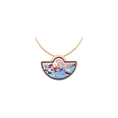 Pendentif demi-lune Freywille Hommage à Claude Monet Orangerie Rosé en email plaqué or rose