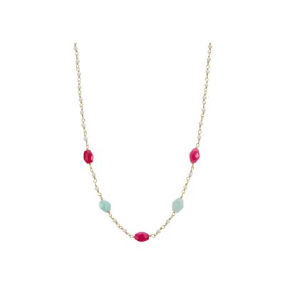 Collier Une A Une Inde en laiton doré et agate