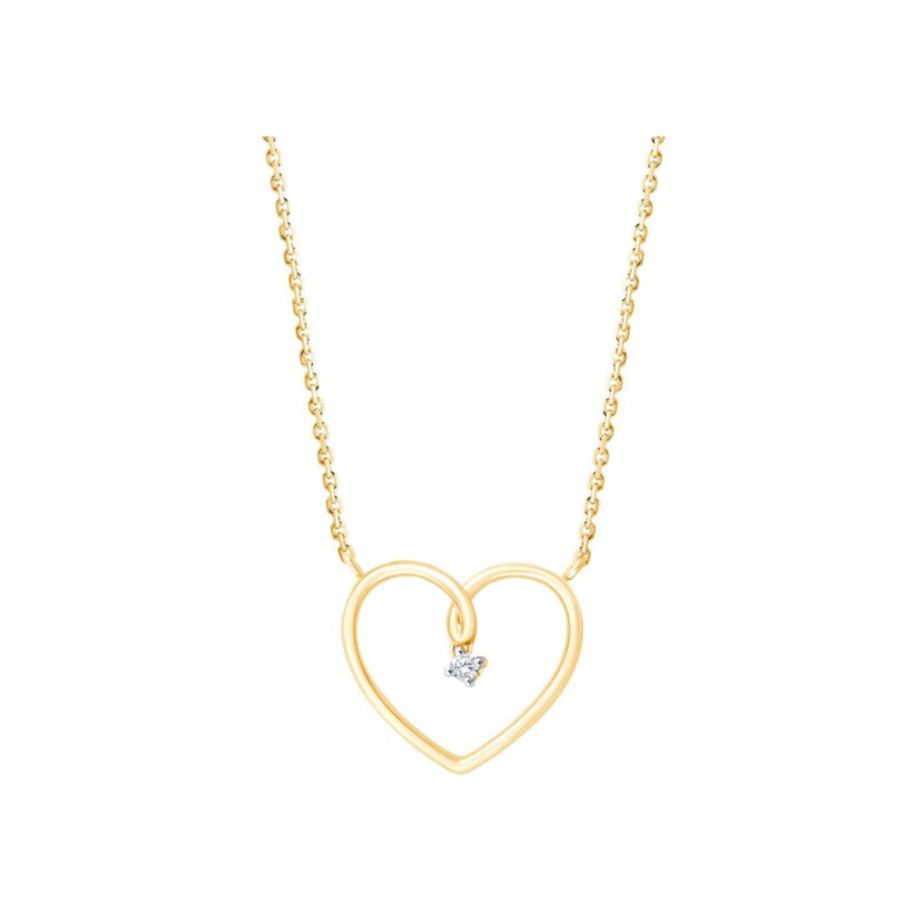 Collier Cœur Amour Amour en or jaune et diamant