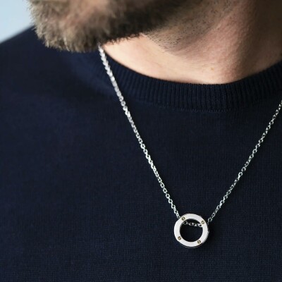 Collier Herbelin Newport Duo en acier brossé et vis en or jaune