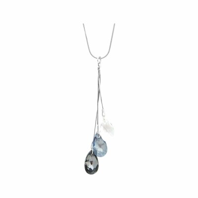 Collier Indicolite 3 Larmes en argent rhodié et cristal