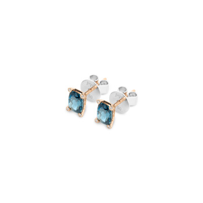 Boucles d'oreilles Ponte Vecchio Iris en or rose, topaze bleu london, topaze et diamants