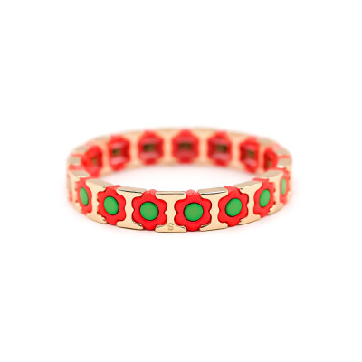 Bracelet Simone à Bordeaux Coachella en métal émaillé menthe et orange pepsi