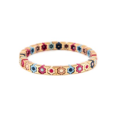Bracelet Simone à Bordeaux Coachella Mini Dahlia en métal doré émaillé