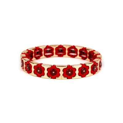 Bracelet Simone à Bordeaux Coachella Strass Coquelicot & Rouge en métal doré émaillé