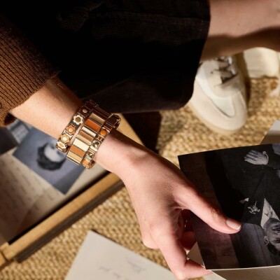 Bracelet Simone à Bordeaux Coachella Trésor en métal doré émaillé