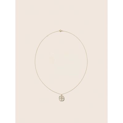 Collier Pascale Monvoisin Bowie en or jaune, pierre de lune et opale Australienne