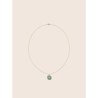 Collier Pascale Monvoisin Bowie en or jaune, turquoise et opale Australienne
