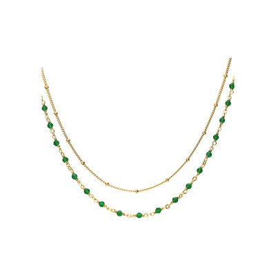 Collier Orus Bijoux en argent doré et onyx vert