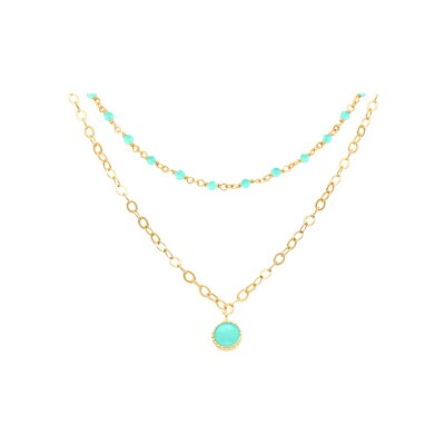 Collier Orus Bijoux en argent doré et amazonite