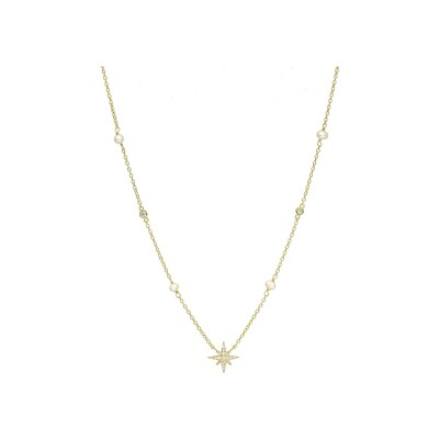 Collier Orus Bijoux en argent doré, perle d'eau douce et topaze blanche