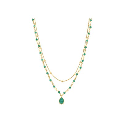 Collier Orus Bijoux en argent doré et onyx vert