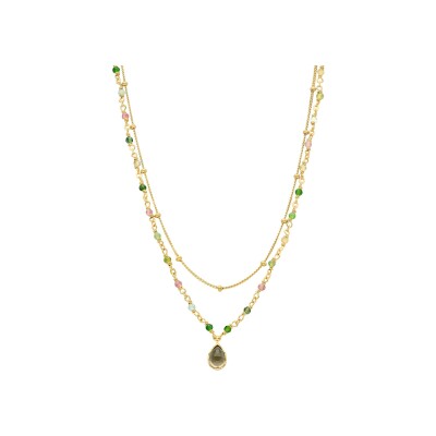 Collier Orus Bijoux en argent doré, tourmaline et quartz fumé