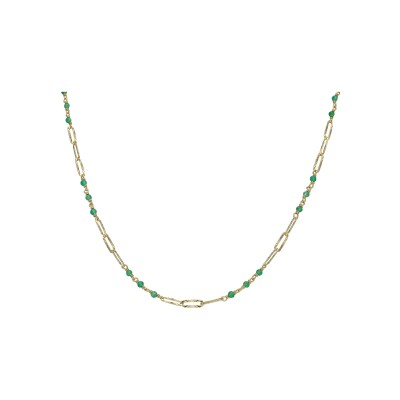 Collier Orus Bijoux en argent doré et onyx vert