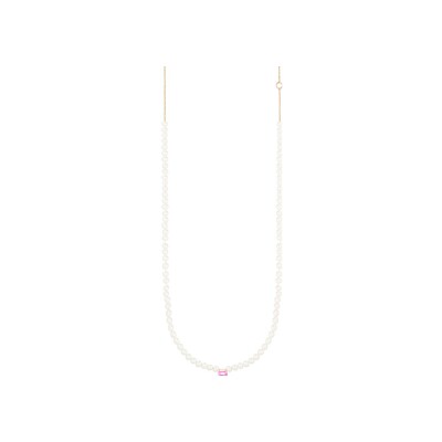 Collier GINETTE NY COCKTAIL en or rose, topaze et perles