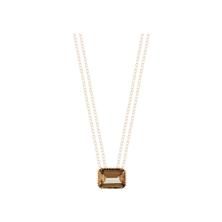 GINETTE NY COCKTAIL necklace, rose gold and smoked quartz