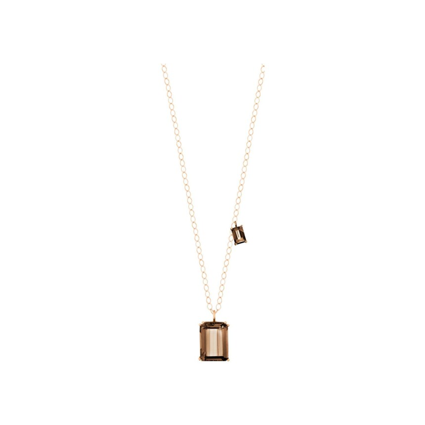 GINETTE NY COCKTAIL necklace, rose gold and smoked quartz