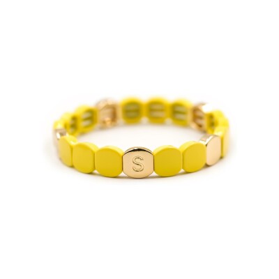 Bracelet Simone à Bordeaux Colful en métal émaillé jaune