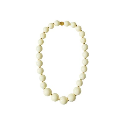 Collier Simone à Bordeaux Icône Beige en résine et acier doré