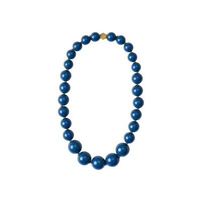 Collier Simone à Bordeaux Icône Bleu Nuit en résine et acier doré