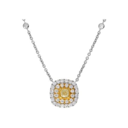 Collier Spring en or blanc, or jaune, diamants jaunes et diamants