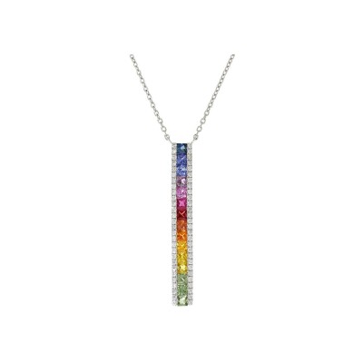 Collier Rainbow en or blanc, saphirs et diamants