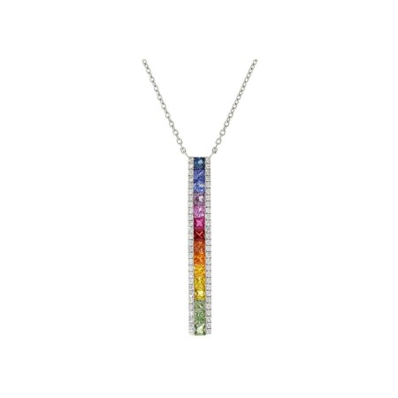 Collier Rainbow en or blanc, saphirs et diamants