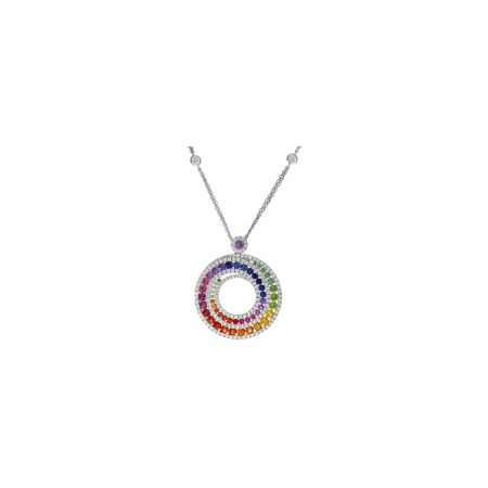 Collier Rainbow en or blanc, saphirs et diamants