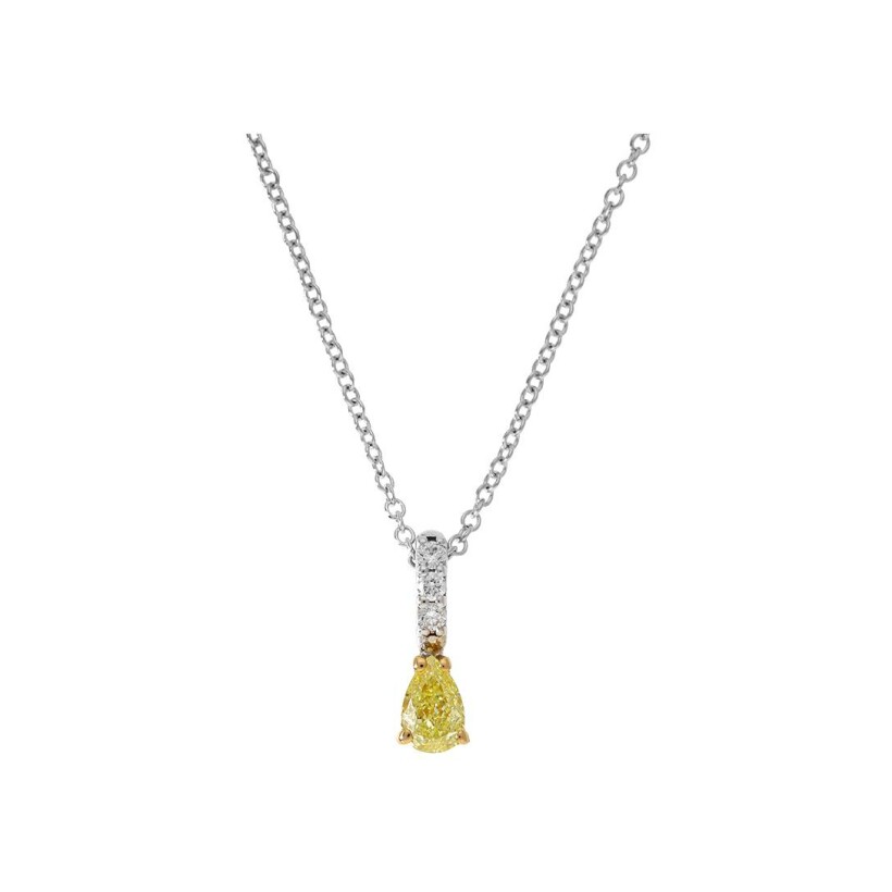 Collier Spring en or blanc, or jaune, diamants jaunes et diamants