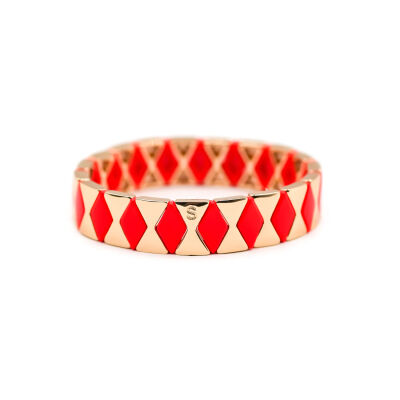 Bracelet Simone à Bordeaux Colorama en métal émaillé orange pepsi