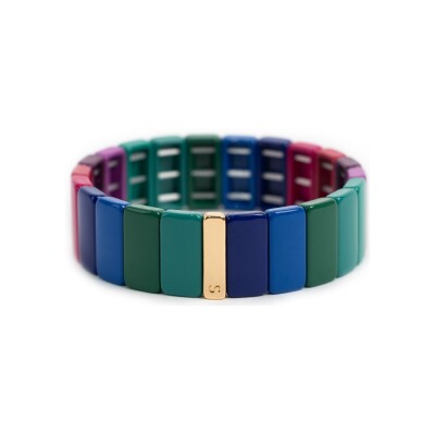 Bracelet Simone à Bordeaux Colorblock en métal doré émaillé Coquette