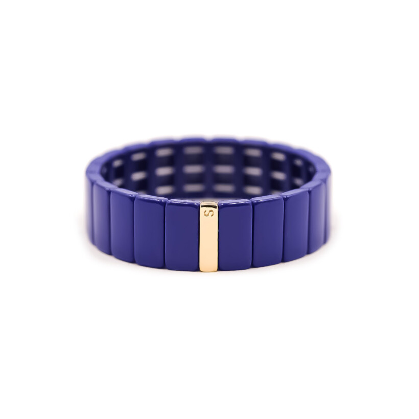Bracelet Simone à Bordeaux Colorblock en métal émaillé bleu
