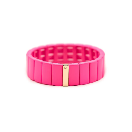 Bracelet Simone à Bordeaux Colorblock en métal émaillé rose