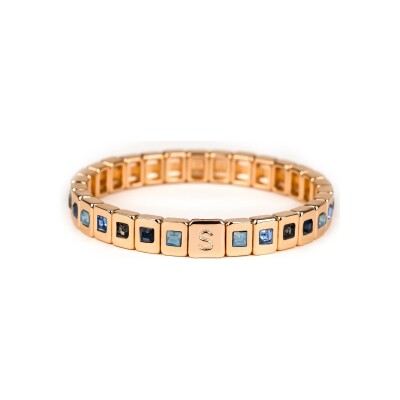 Bracelet Simone à Bordeaux Colorcristal Carré Azur en métal doré émaillé