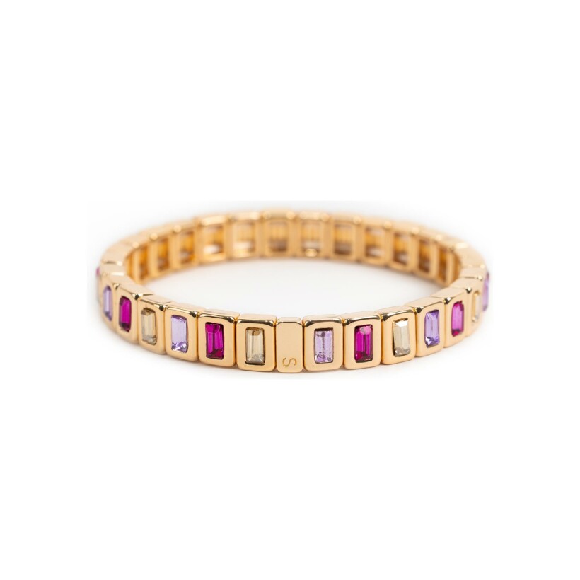 Bracelet Simone à Bordeaux Colorcristal en métal doré émaillé Rose & Lilas