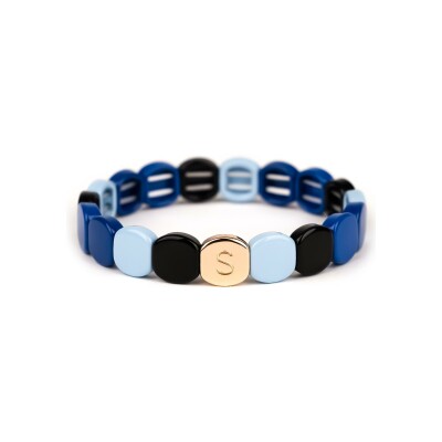 Bracelet Simone à Bordeaux Colorful Azur en métal doré émaillé