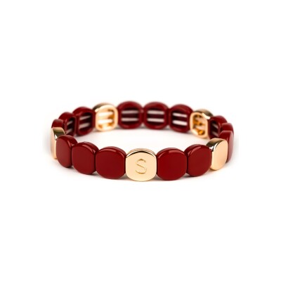 Bracelet Simone à Bordeaux Colorful Cerise en métal doré émaillé
