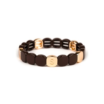 Bracelet Simone à Bordeaux Colorful Chocolat en métal doré émaillé