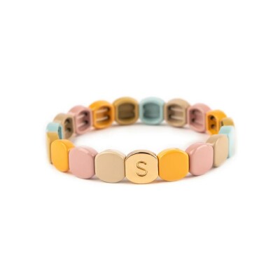 Bracelet Simone à Bordeaux Colorful Citronnade en métal doré émaillé