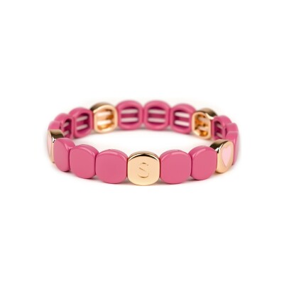 Bracelet Simone à Bordeaux Colorful Coeur Pourpre Octobre Rose en métal doré émaillé